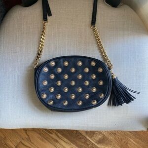 Michael Kors Black and Gold Studded Crossbody Bag